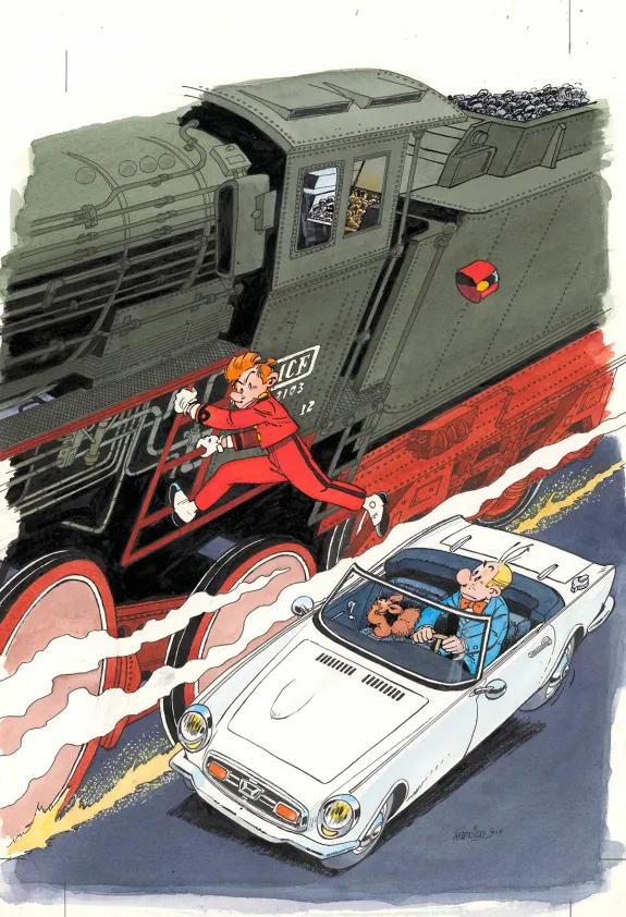 Colored illustration, Spirou et Fantasio, Du Glucose pour Noémie (T.21), Jean-Claude Fournier