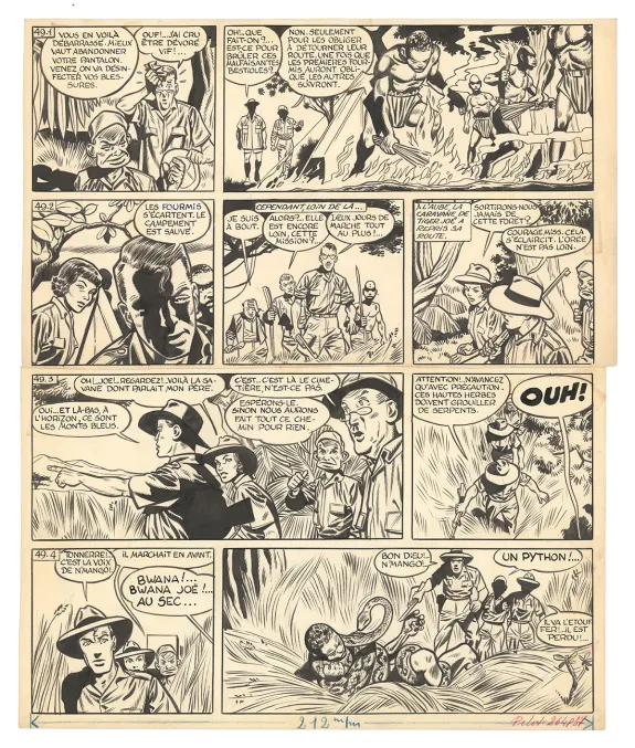 Planche noir et blanc, Tiger Joe, La Piste de l'Ivoire (T.2), Victor Hubinon