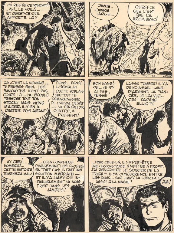 Black and white original page, Jerry Spring, Lune d'argent (T.3),  Jijé