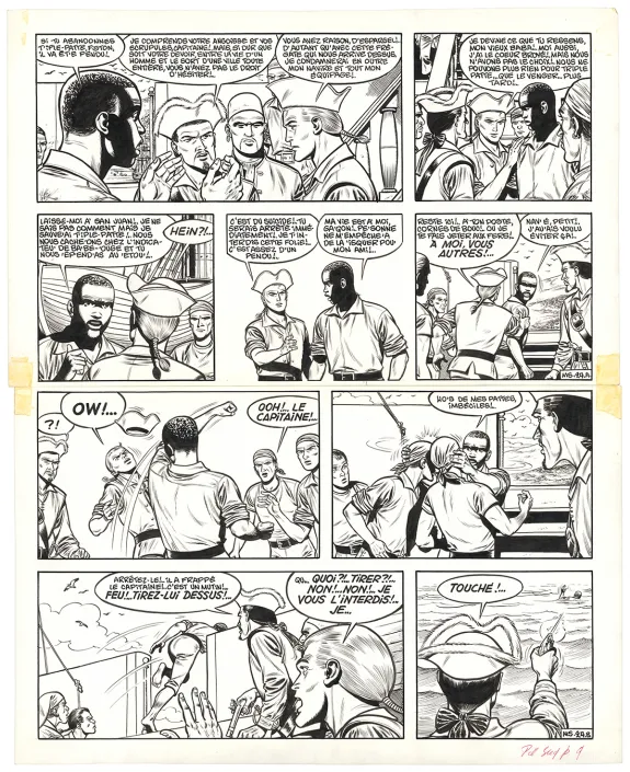 Planche noir et blanc, Barbe-Rouge, Barbe-Rouge à la rescousse (T.13), Victor Hubinon