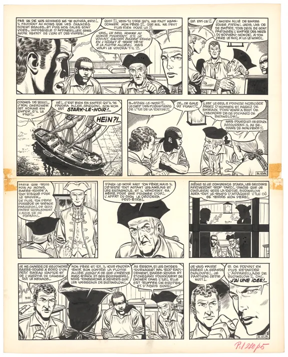 Black and white original page, Barbe-Rouge, Mort ou vif (T.10), Victor Hubinon