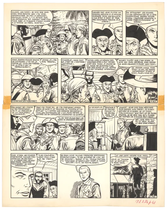 Black and white original page, Barbe-Rouge, Mort ou vif (T.10), Victor Hubinon