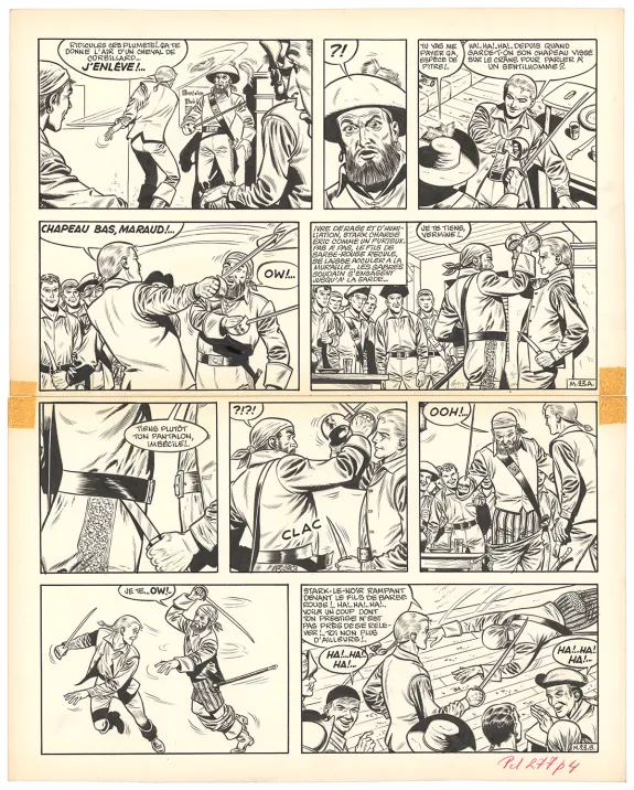 Black and white original page, Barbe-Rouge, Mort ou vif (T.10), Victor Hubinon