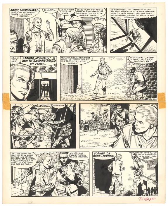 Planche noir et blanc, Barbe-Rouge, Mort ou vif (T.10), Victor Hubinon