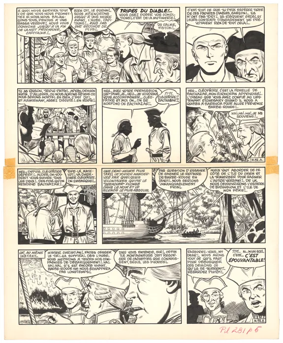Planche noir et blanc, Barbe-Rouge, Mort ou vif (T.10), Victor Hubinon