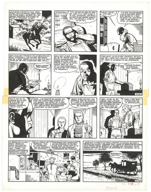 Black and white original page, Barbe-Rouge, La Captive des Mores (T.16), Victor Hubinon