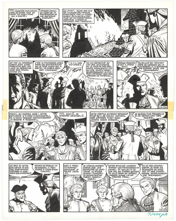 Black and white original page, Barbe-Rouge, La Captive des Mores (T.16), Victor Hubinon