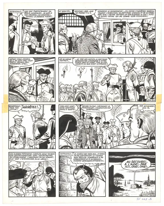 Planche noir et blanc, Barbe-Rouge, La Captive des Mores (T.16), Victor Hubinon