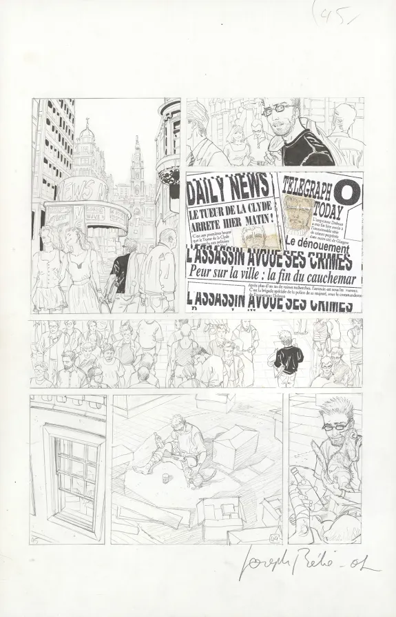 Planche noir et blanc, Menaces de mort, Joseph Béhé (Griesmar)