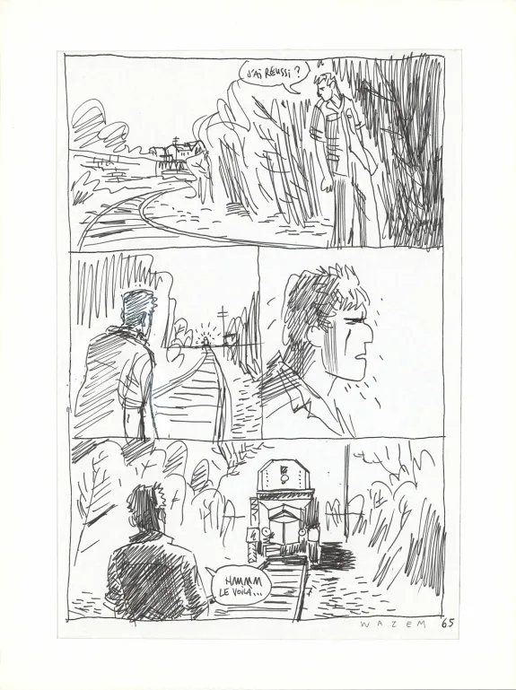 Planche noir et blanc, Les Scorpions du Désert,  Wazem