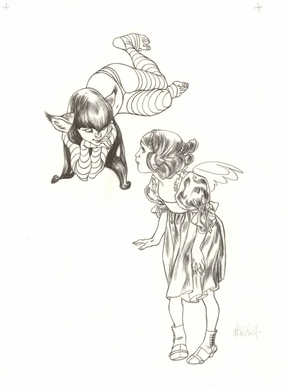 Black and white illustration, Claire Wendling