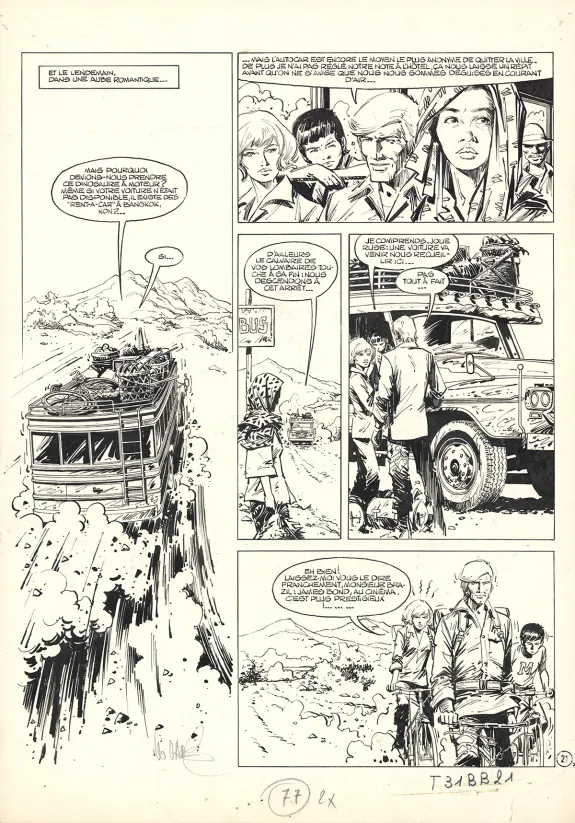 Planche noir et blanc, Bruno Brazil, Des Caïmans dans la rizière (T.7), William Vance