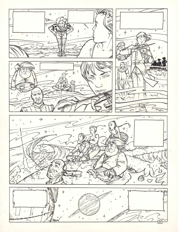 Black and white original page, Les Eaux de Mortelune, Le Chiffre de la bête (T.6), Philippe Adamov