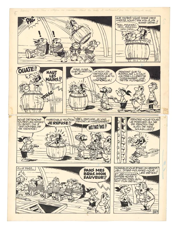 Planche noir et blanc, Le Vieux Nick et Barbe-noire, Dans la gueule du dragon (T.6), Marcel Remacle