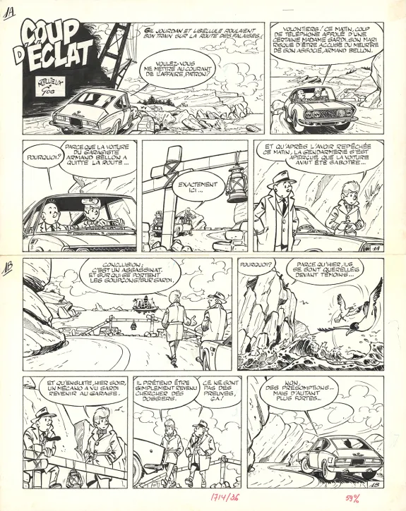 Planche noir et blanc, Gil Jourdan, Roland Gos