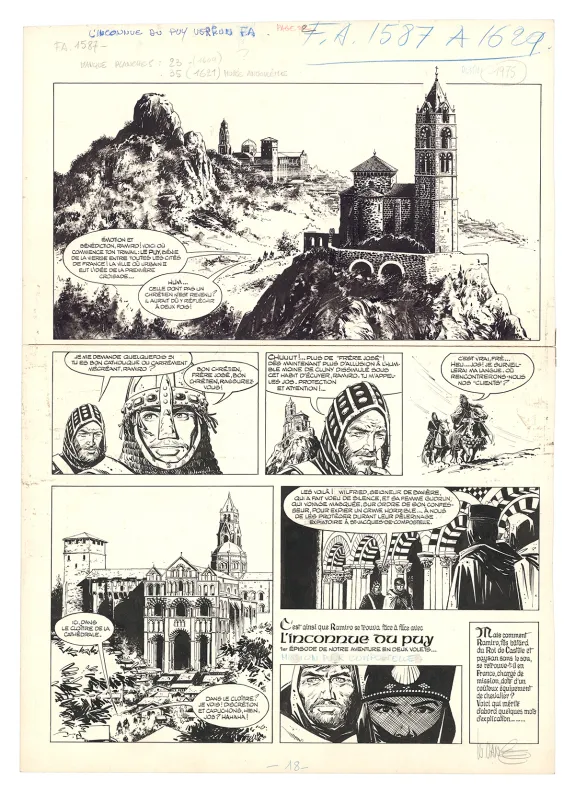 Planche noir et blanc, Ramiro, L'Inconnue du Puy – inédit, William Vance