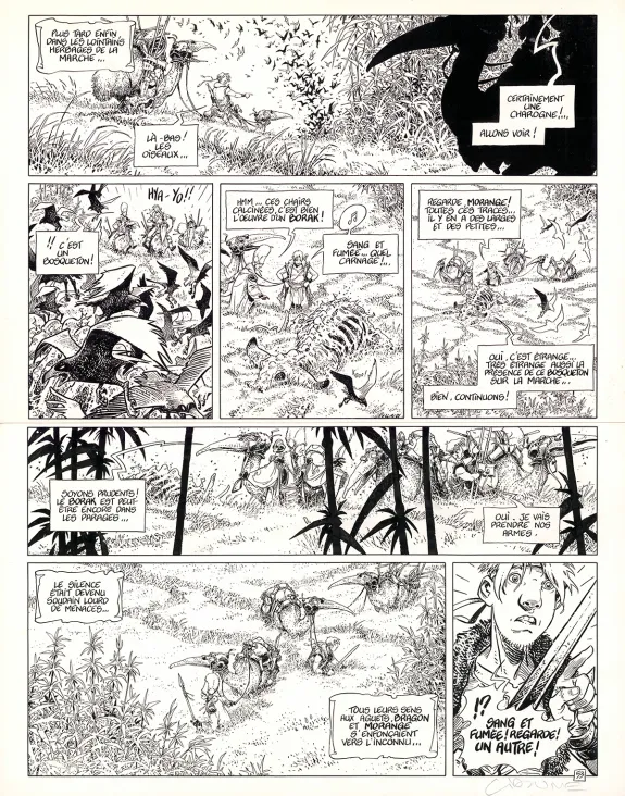 Planche noir et blanc, La Quête de l'Oiseau du Temps, L'Ami Javin (T.5), Dominique Lidwine