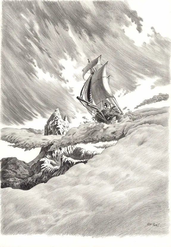 Black and white illustration,  Riff Reb's