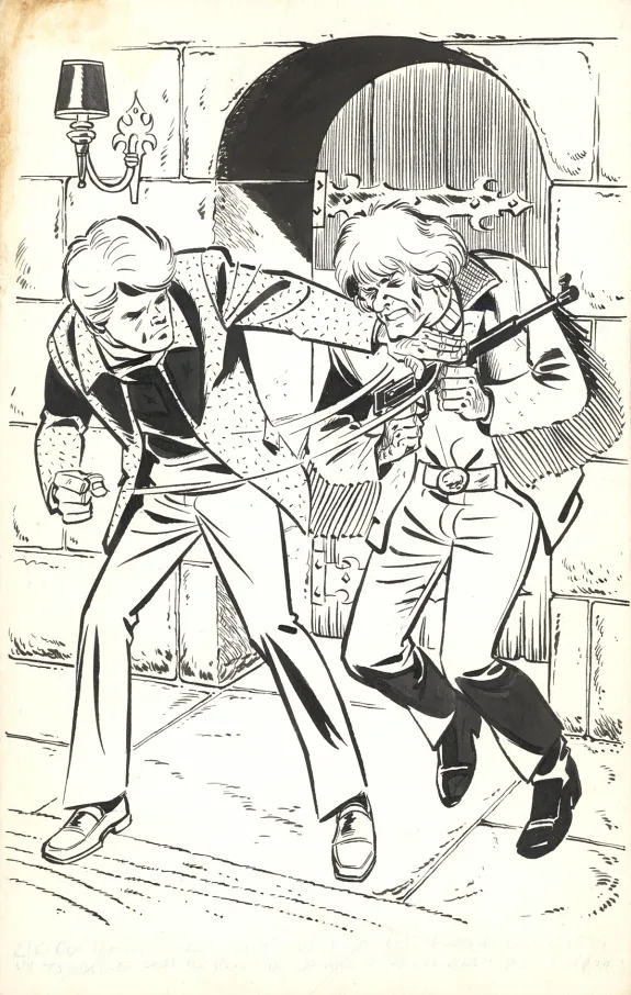 Black and white illustration, Ric Hochet, Enquête dans le passé (T.18),  Tibet