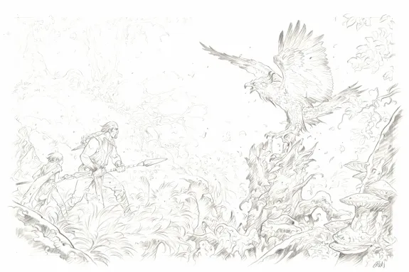 Illustration noir et blanc, Les Hautes Herbes,  Grun