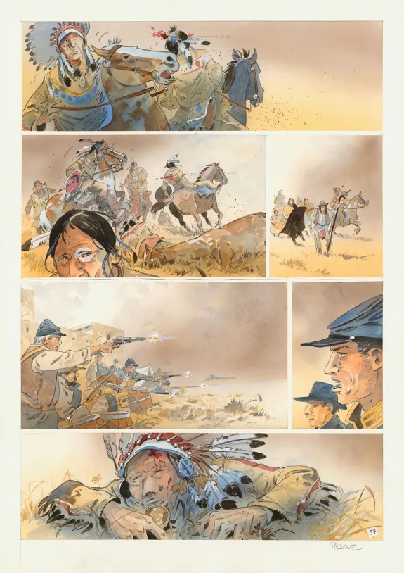 Colored original page, Cheyenne, Patrick Prugne