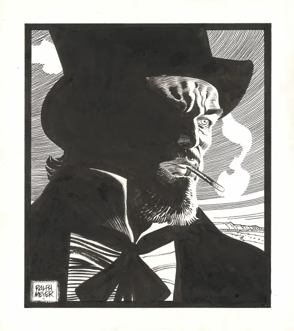 Black and white illustration, Undertaker, Ralph Meyer