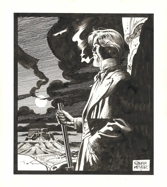 Black and white illustration, Undertaker, Ralph Meyer