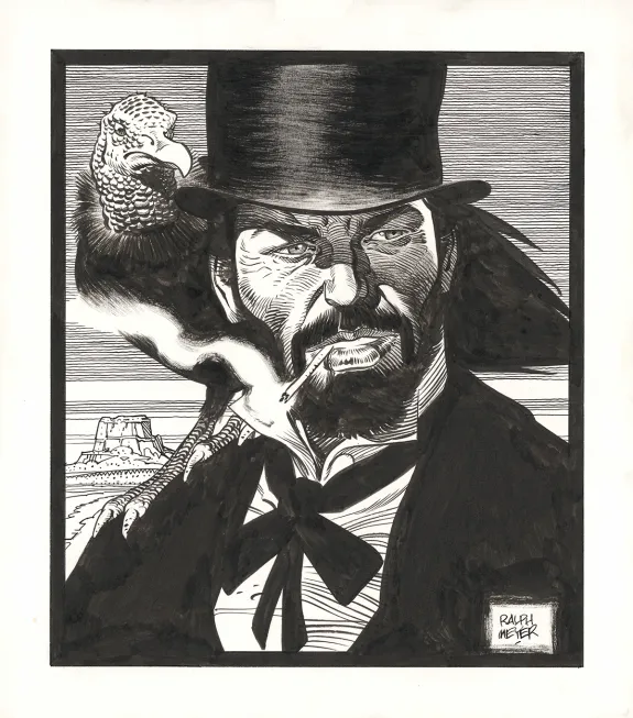 Black and white illustration, Undertaker, Ralph Meyer