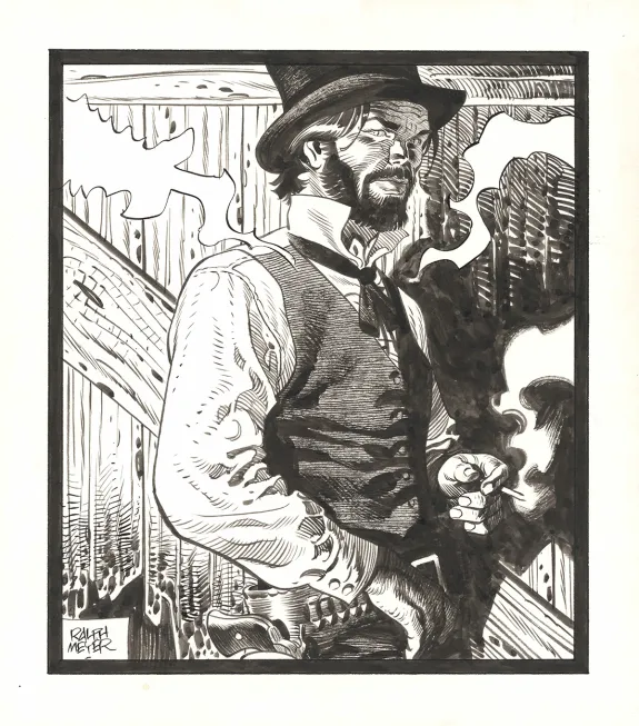 Black and white illustration, Undertaker, Ralph Meyer