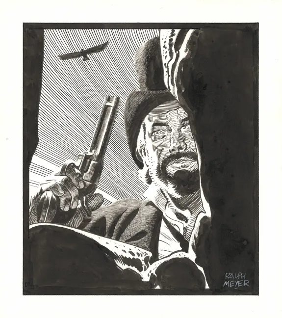 Black and white illustration, Undertaker, Ralph Meyer
