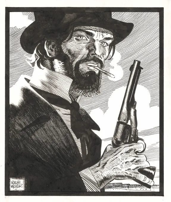 Black and white illustration, Undertaker, Ralph Meyer