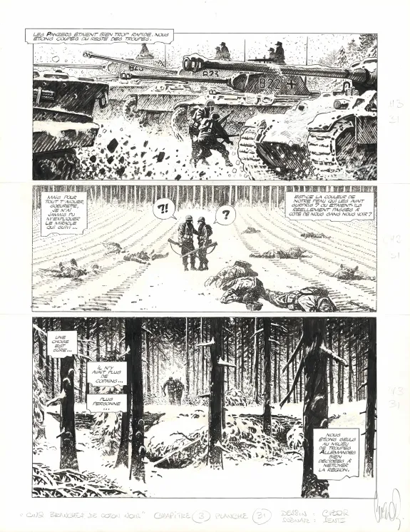 Planche noir et blanc, Cinq branches de coton noir, Steve Cuzor