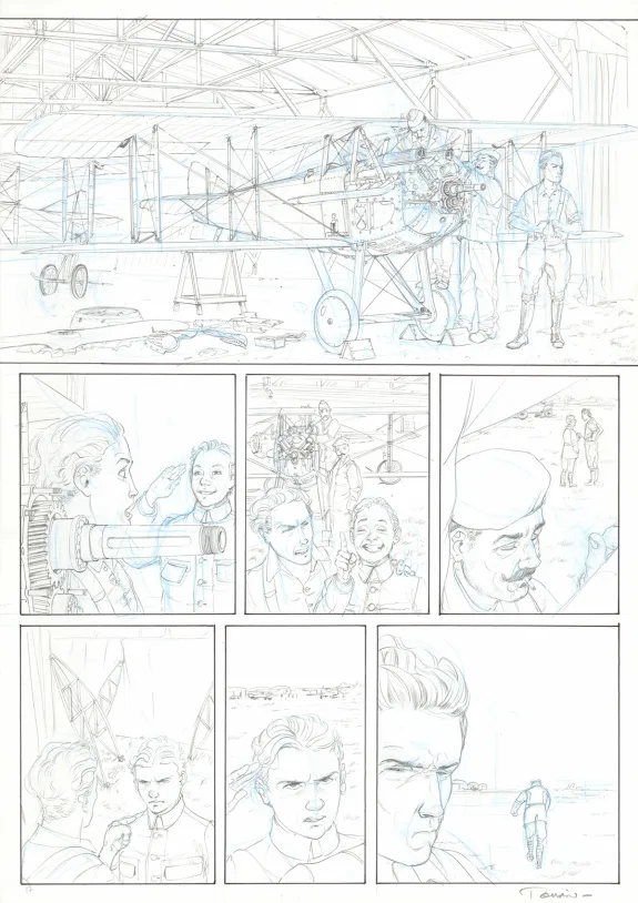 Planche noir et blanc, Le Pilote à l'Edelweiss, Walburga (T.3), Romain Hugault