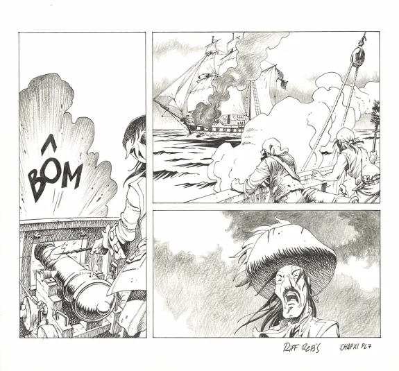 Black and white original page, Kernok le pirate,  Riff Reb's