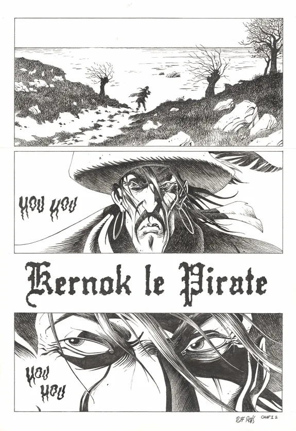 Black and white original page, Kernok le pirate,  Riff Reb's