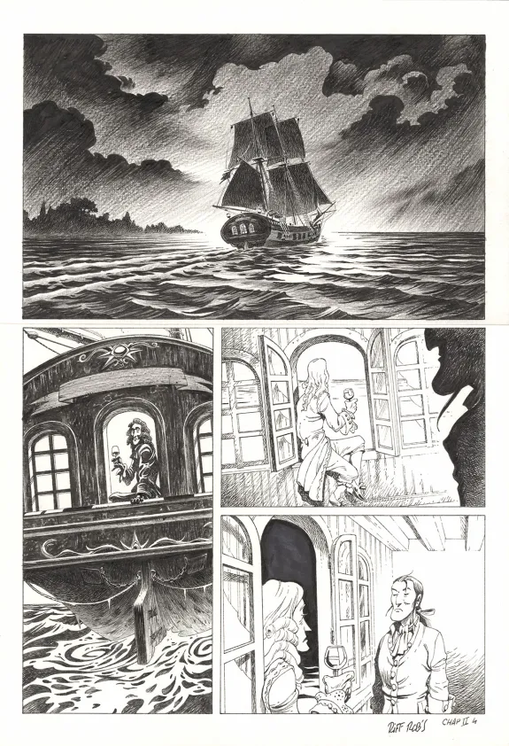 Black and white original page, Kernok le pirate,  Riff Reb's