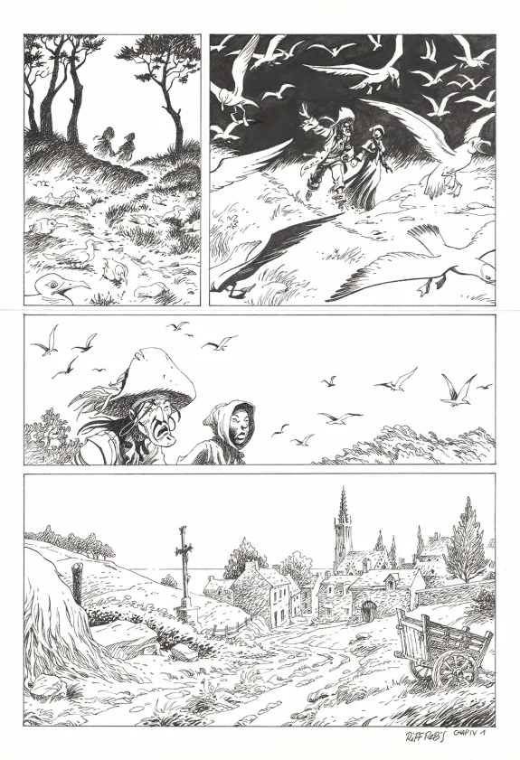 Planche noir et blanc, Kernok le pirate,  Riff Reb's