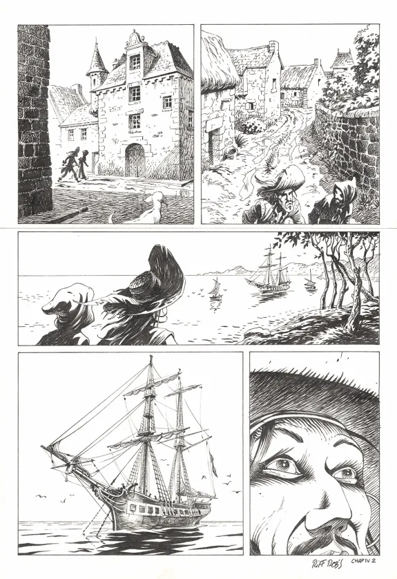 Black and white original page, Kernok le pirate,  Riff Reb's