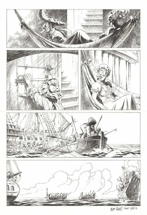 Black and white original page, Kernok le pirate,  Riff Reb's