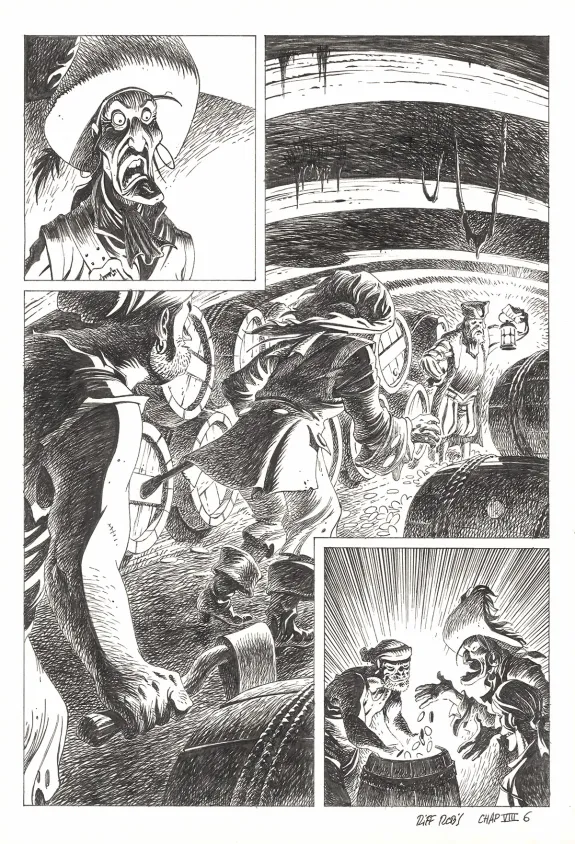 Planche noir et blanc, Kernok le pirate,  Riff Reb's
