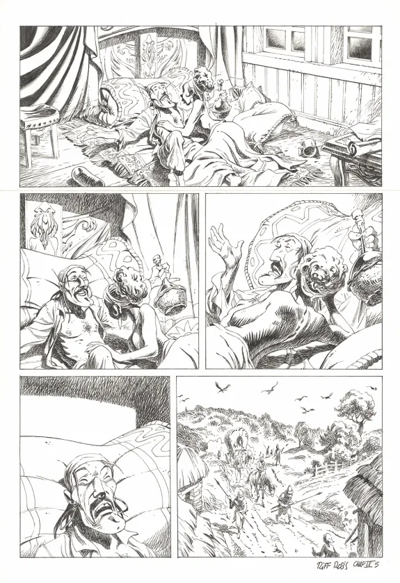 Black and white original page, Kernok le pirate,  Riff Reb's