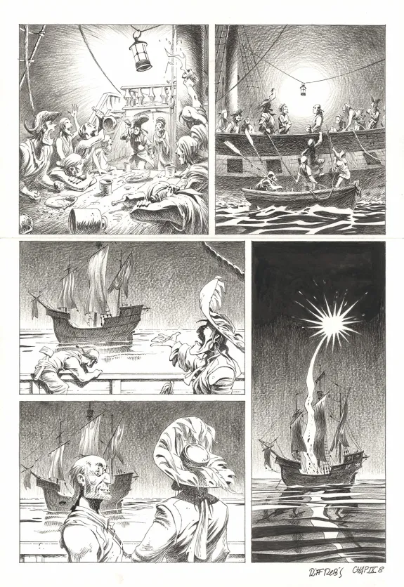 Black and white original page, Kernok le pirate,  Riff Reb's
