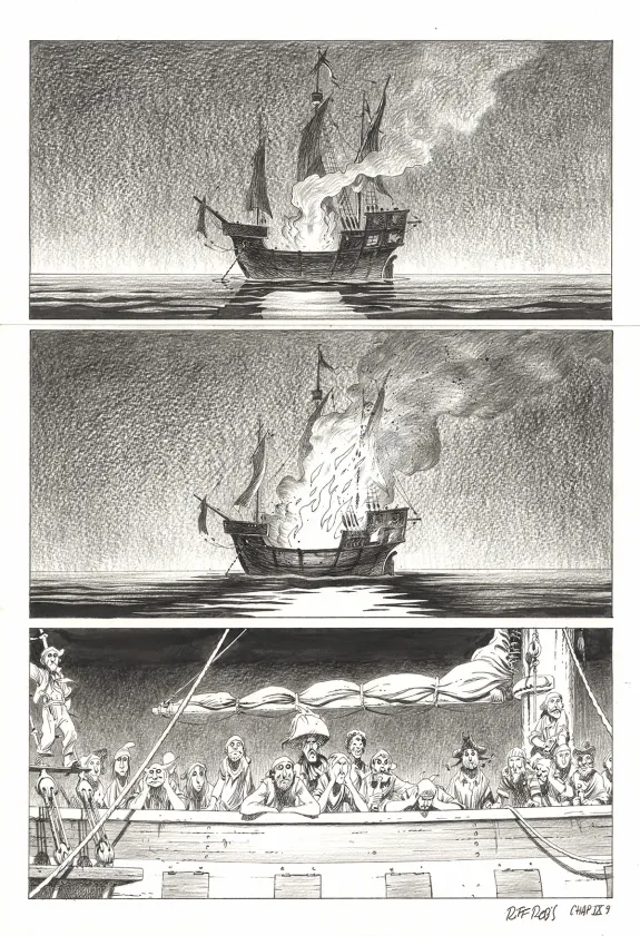 Black and white original page, Kernok le pirate,  Riff Reb's