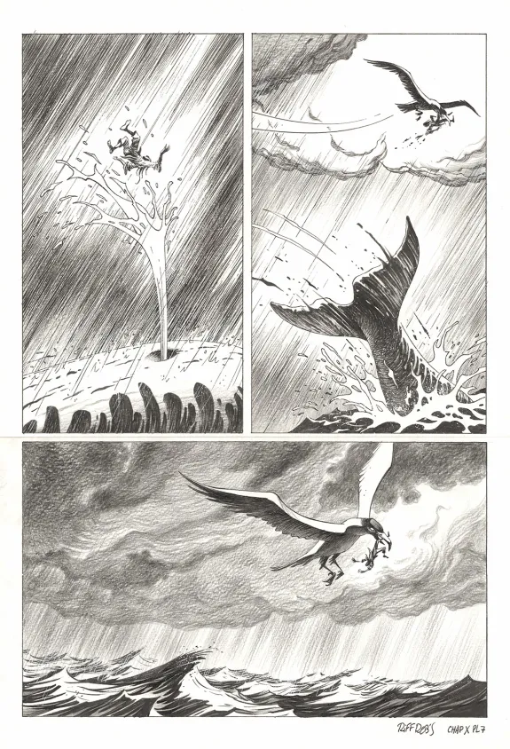 Black and white original page, Kernok le pirate,  Riff Reb's