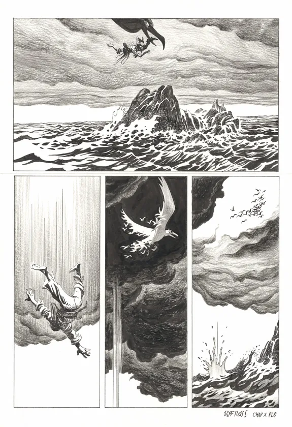 Black and white original page, Kernok le pirate,  Riff Reb's