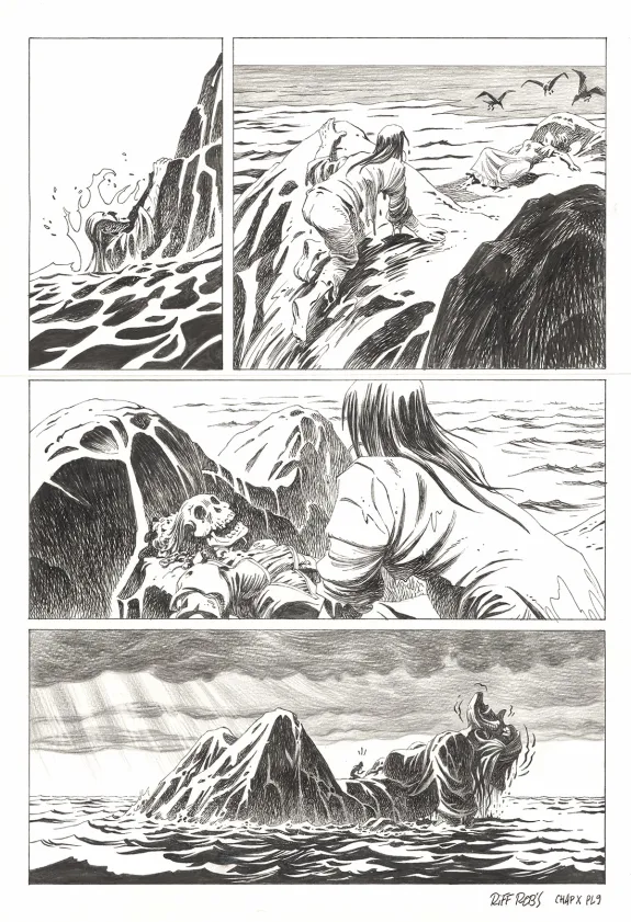 Planche noir et blanc, Kernok le pirate,  Riff Reb's