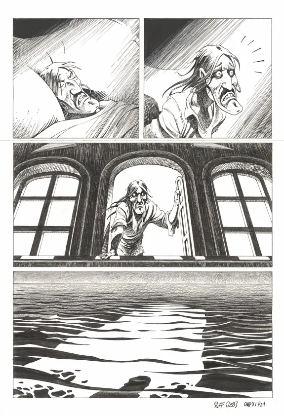 Black and white original page, Kernok le pirate,  Riff Reb's