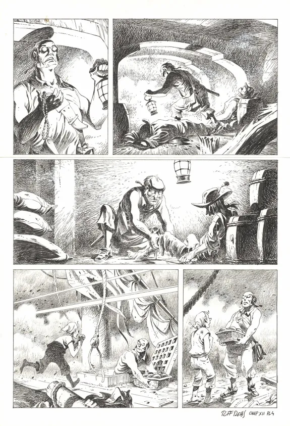 Black and white original page, Kernok le pirate,  Riff Reb's