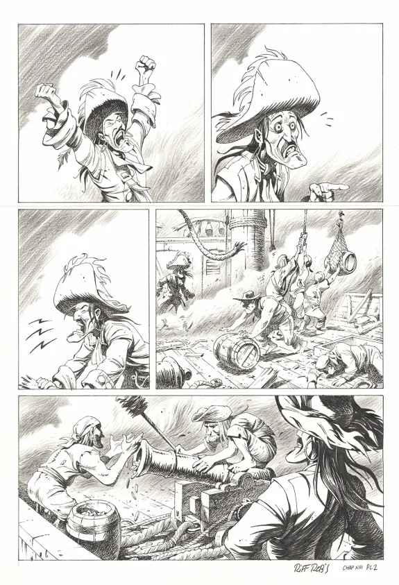 Black and white original page, Kernok le pirate,  Riff Reb's