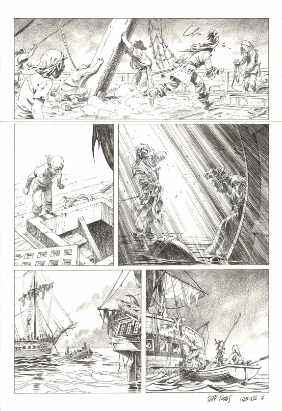 Black and white original page, Kernok le pirate,  Riff Reb's